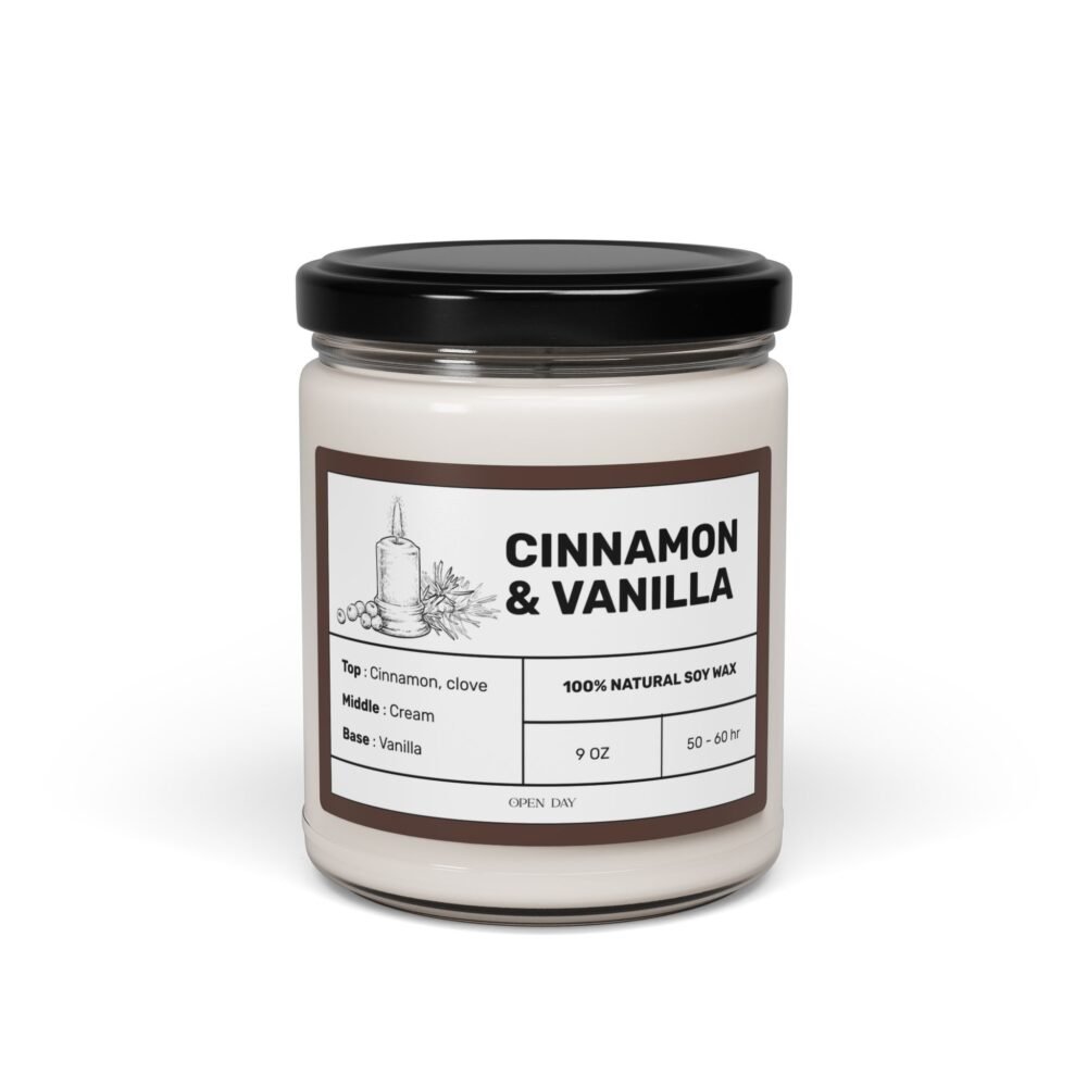 Cinnamon & Vanilla Scented Soy Candle, Natural Aromatherapy Candle, Home Decor, Gift for Her, Relaxing Candle