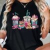 Bubble Tea Print Comfy T-Shirt, Round Neck Short Sleeve Sports Tee, Women's Activewear
