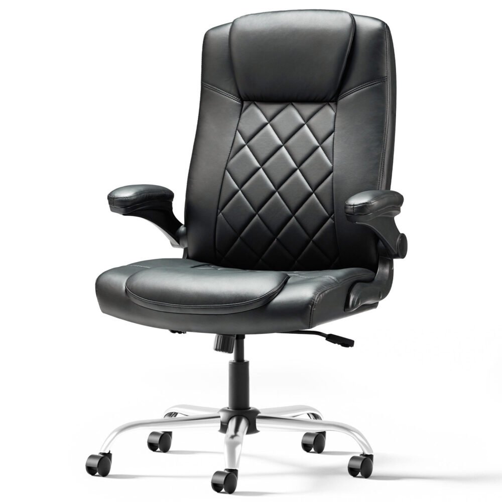 Leather Executive Office Chair With Arm & Rocking Function
