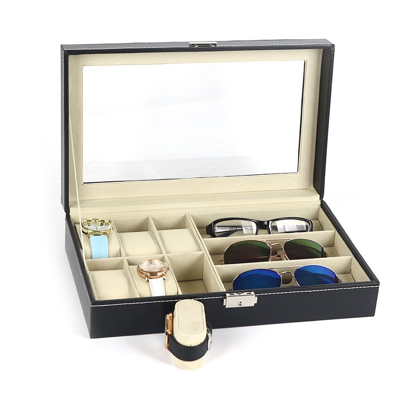 Watches Plus 3 Glasses Case Black Pu Leather Glasses