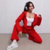 Zipper Sweater Wide-leg Pants Sports Suit