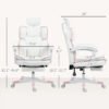 PU Leather Office Chair, Executive Desk Chair With Headrest, Foot Rest, Swivel Wheels, Reclining Computer Chair, White