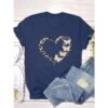 Women Cute Heart Graphic Shirt Summer Butterfly T-Shirt Short Sleeve Top Tees