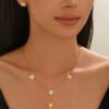 Lxalry 18K Gold Plated Stainless Steel Butterfly & Heart Jewelry Set For Women - Waterproof Hypoallergenic Necklace & Earrings, Elegant Gift For Girlfriend, Birthday, Wedding, Daily Wear