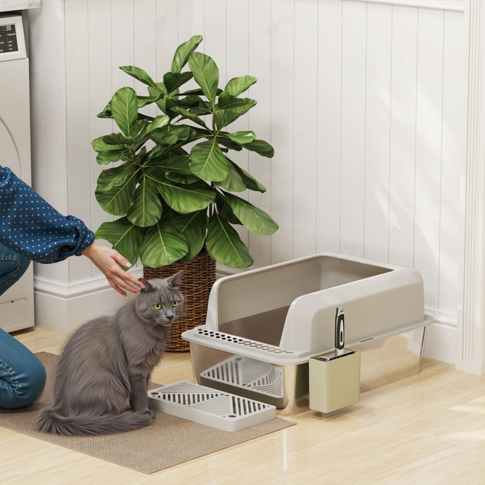 Stainless Litter Box with Scoop & Scoop Holder