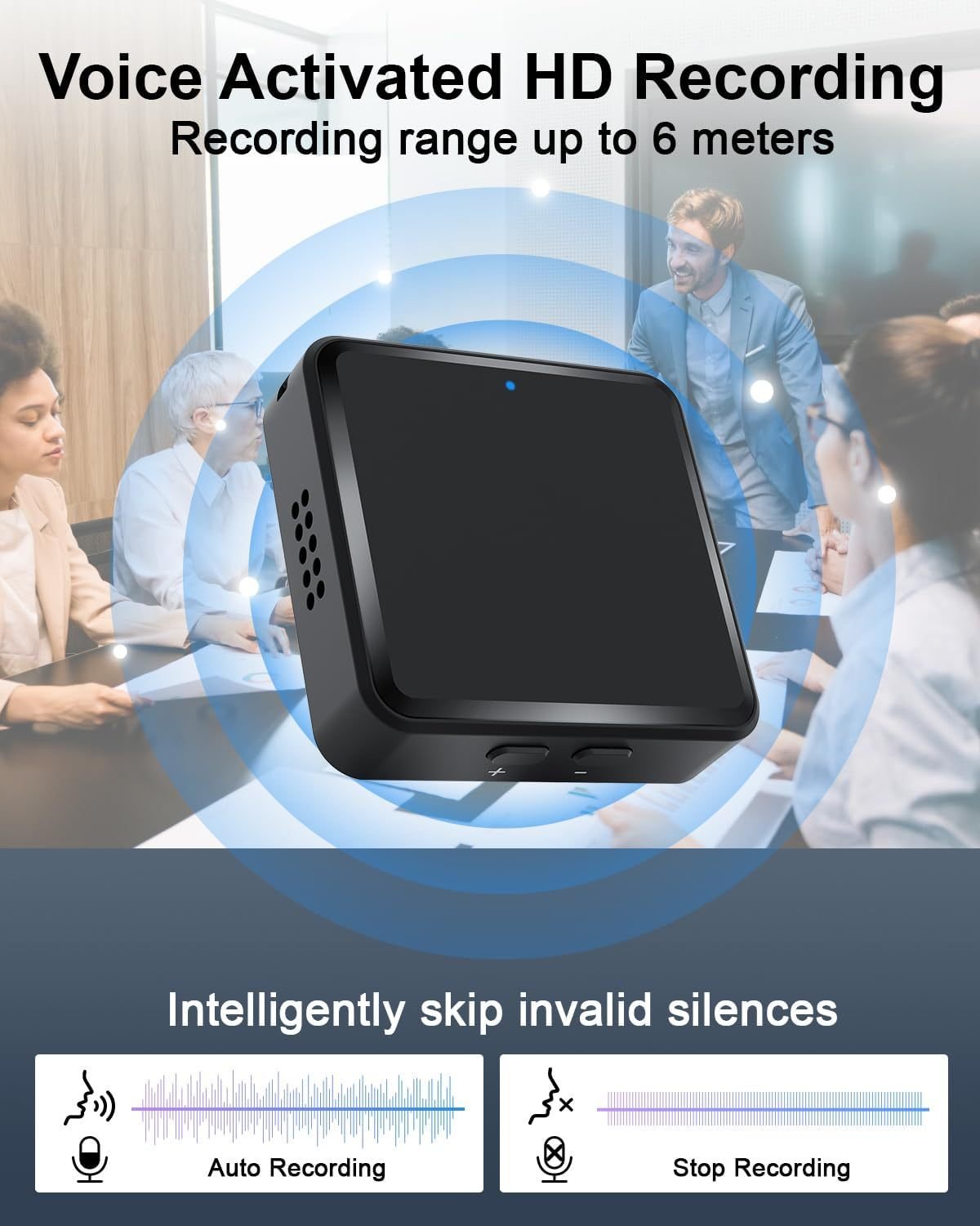 Magnetic Digital Voice Recorder With AI-Triple Noise Reduction,Portable Audio Recorder Compatible With Smart Cell Phone PC Recording Device For Lectures,Meetings,Interviews,Black