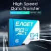 EAGET T1 Micro SD Card 64GB 32GB 16GB Memory Card 128GB TF Card Class10 UHS-I 80MB S Microsd Memory Card For Smartphone